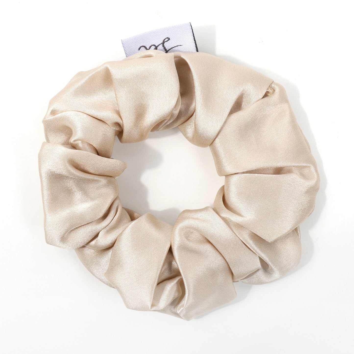 Síoda Silky 100% Mulberry Silk scrunchie size medium colour is prosecco Gold
