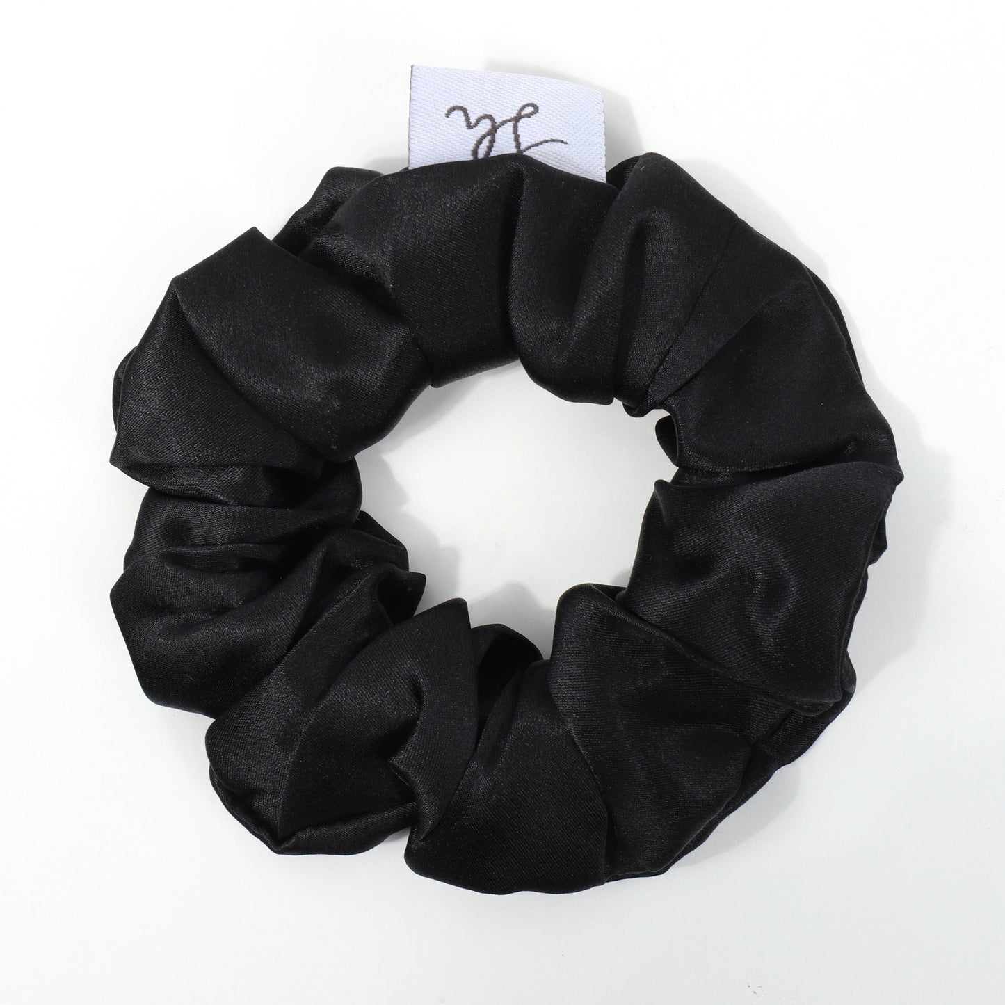 Síoda Silky 100% Mulberry Silk scrunchie size medium colour is Midnight Black