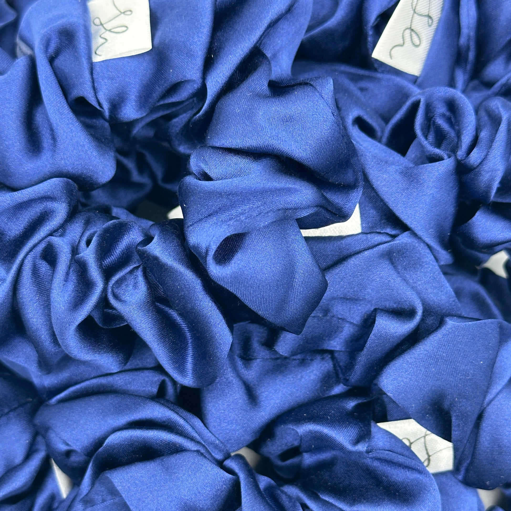 Síoda Silky 100% Mulberry Silk scrunchie size medium colour is Sapphire Blue